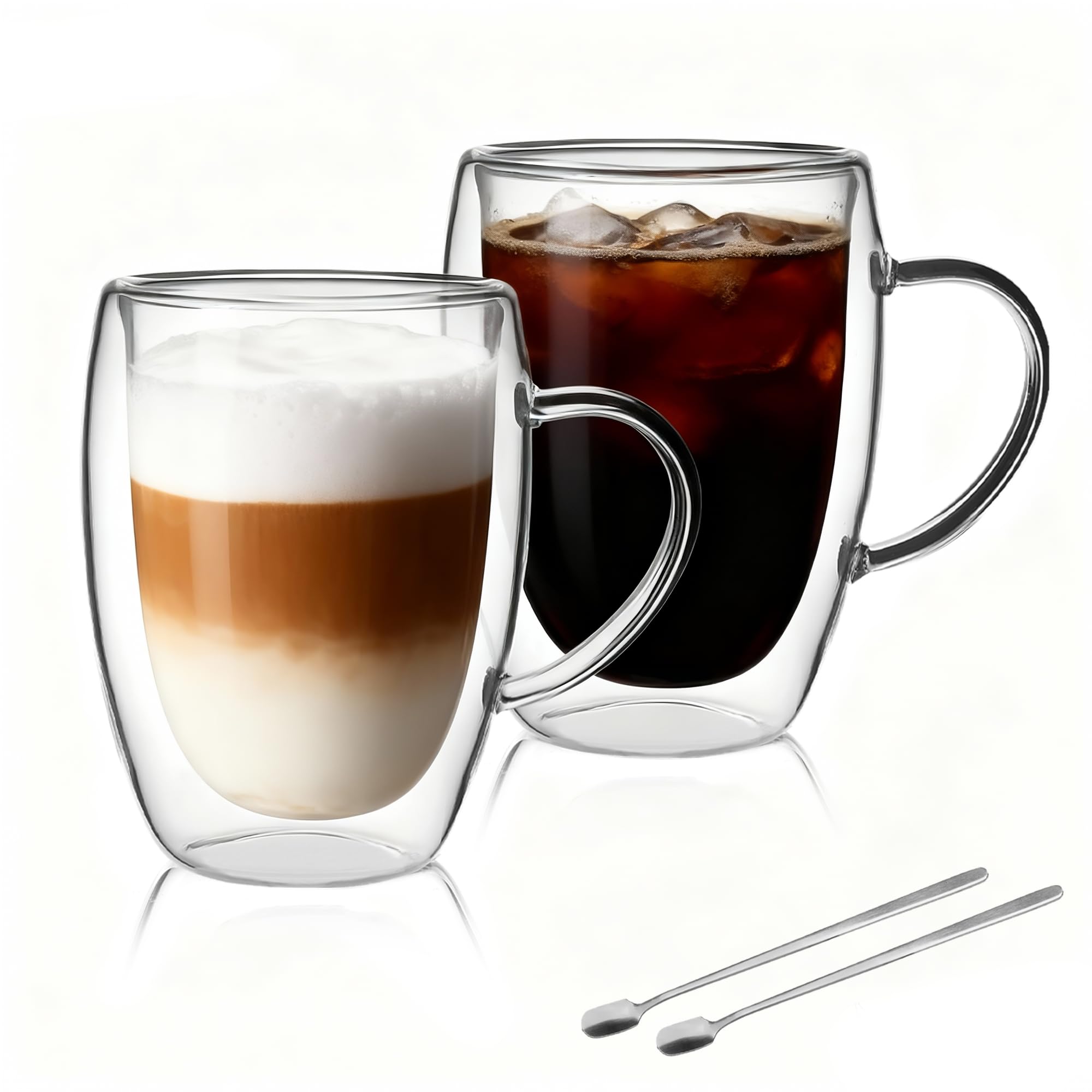 libwys-kaffeetassen-glas-doppelwandig-2er-set-350ml-mit-griff-l-ffel image 1