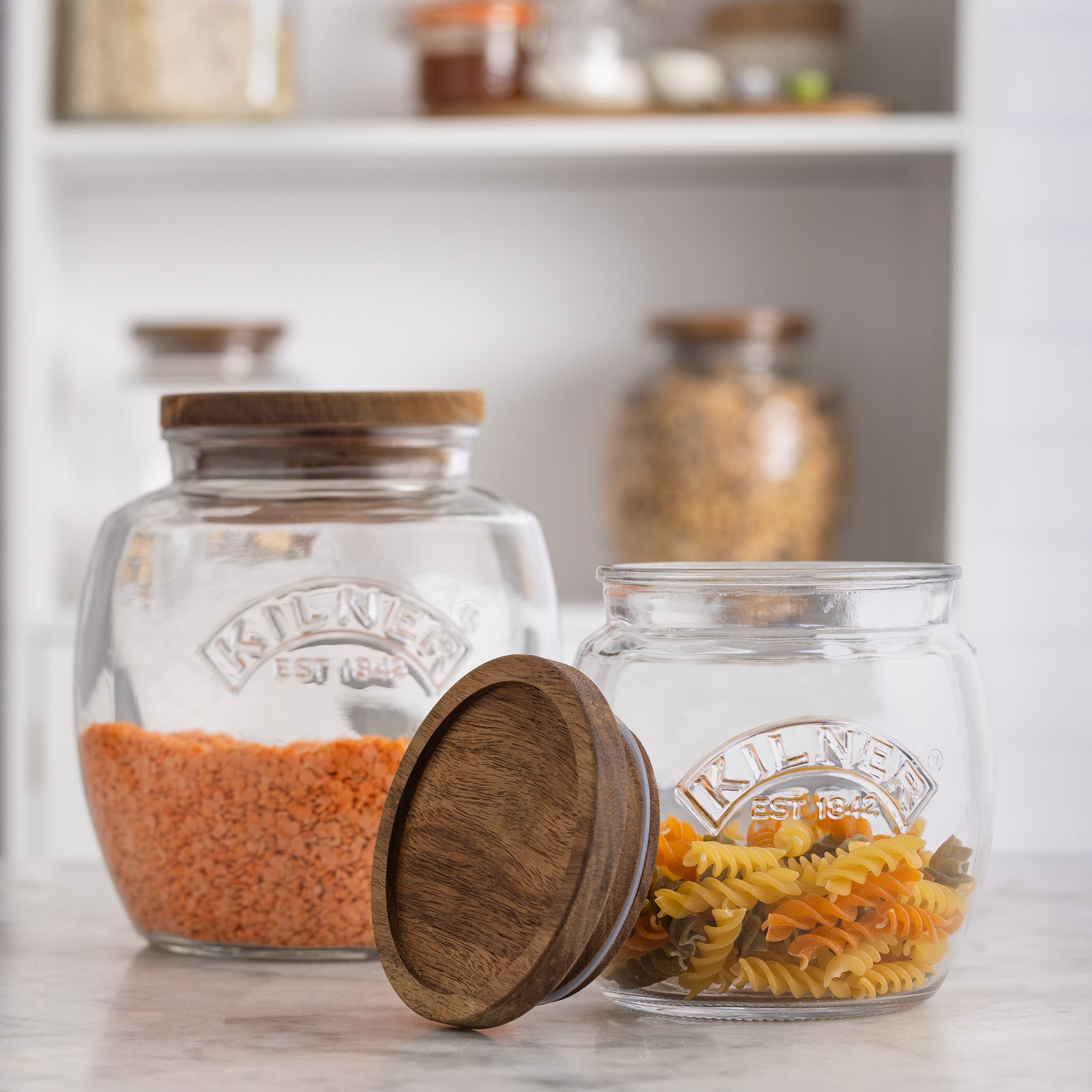 kilner-food-storage-vorratsgl-ser-mit-holzdeckel-2er-set-akazienholz image 2