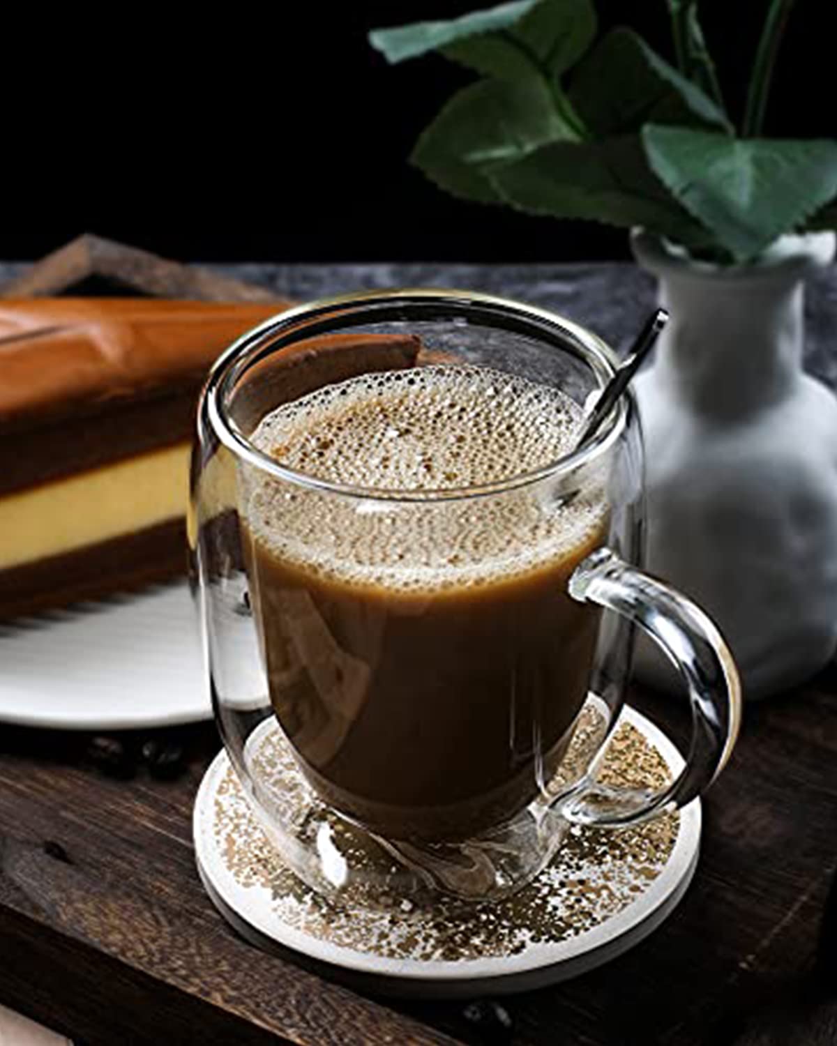 libwys-kaffeetassen-glas-doppelwandig-2er-set-350ml-mit-griff-l-ffel image 7