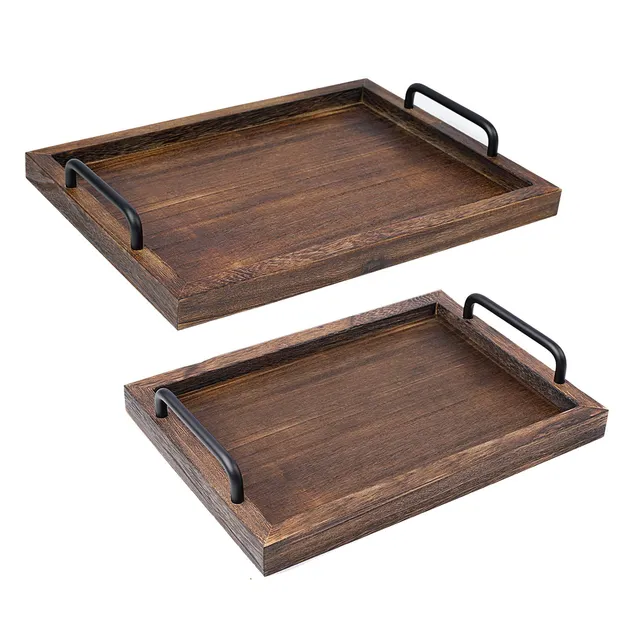 libwys-serviertablett-holz-2er-set-mit-griff-rechteckig-stapelbar image 1