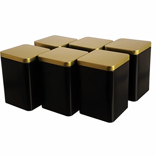 dosenritter-eckige-dosen-teedose-schwarz-gold-6er-set-240g-aromadicht image 8