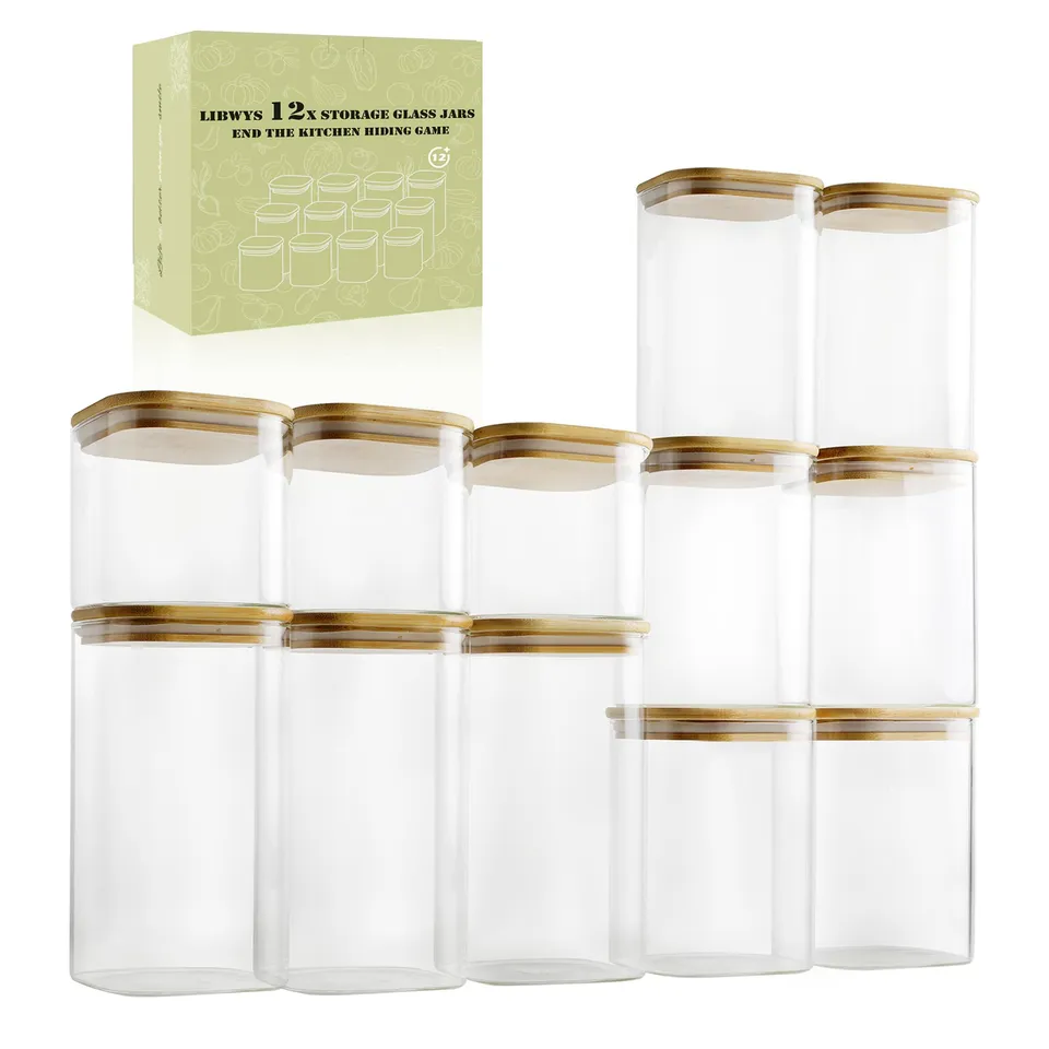 libwys-vorratsgl-ser-12er-set-eckig-720-1580ml-bambusdeckel image 1