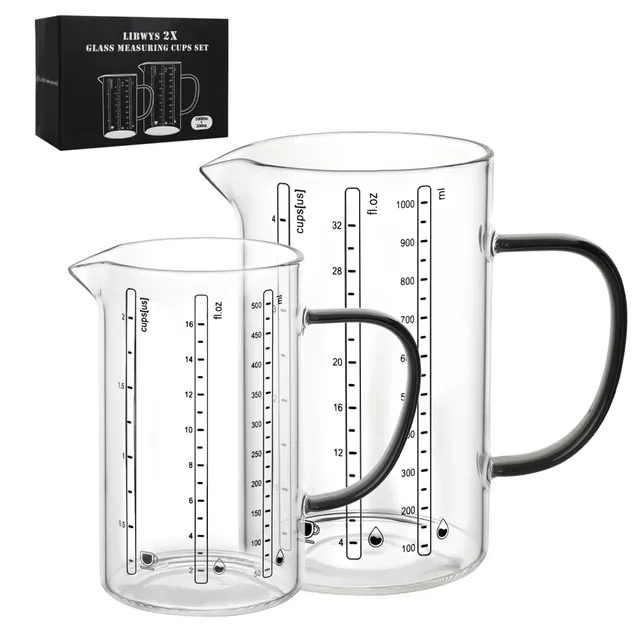 libwys-glass-messbecher-glas-1000-500-ml-2er-set-borosilikat image 1
