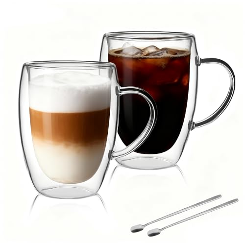 libwys-kaffeetassen-glas-doppelwandig-2er-set-350ml-mit-griff-l-ffel image 8