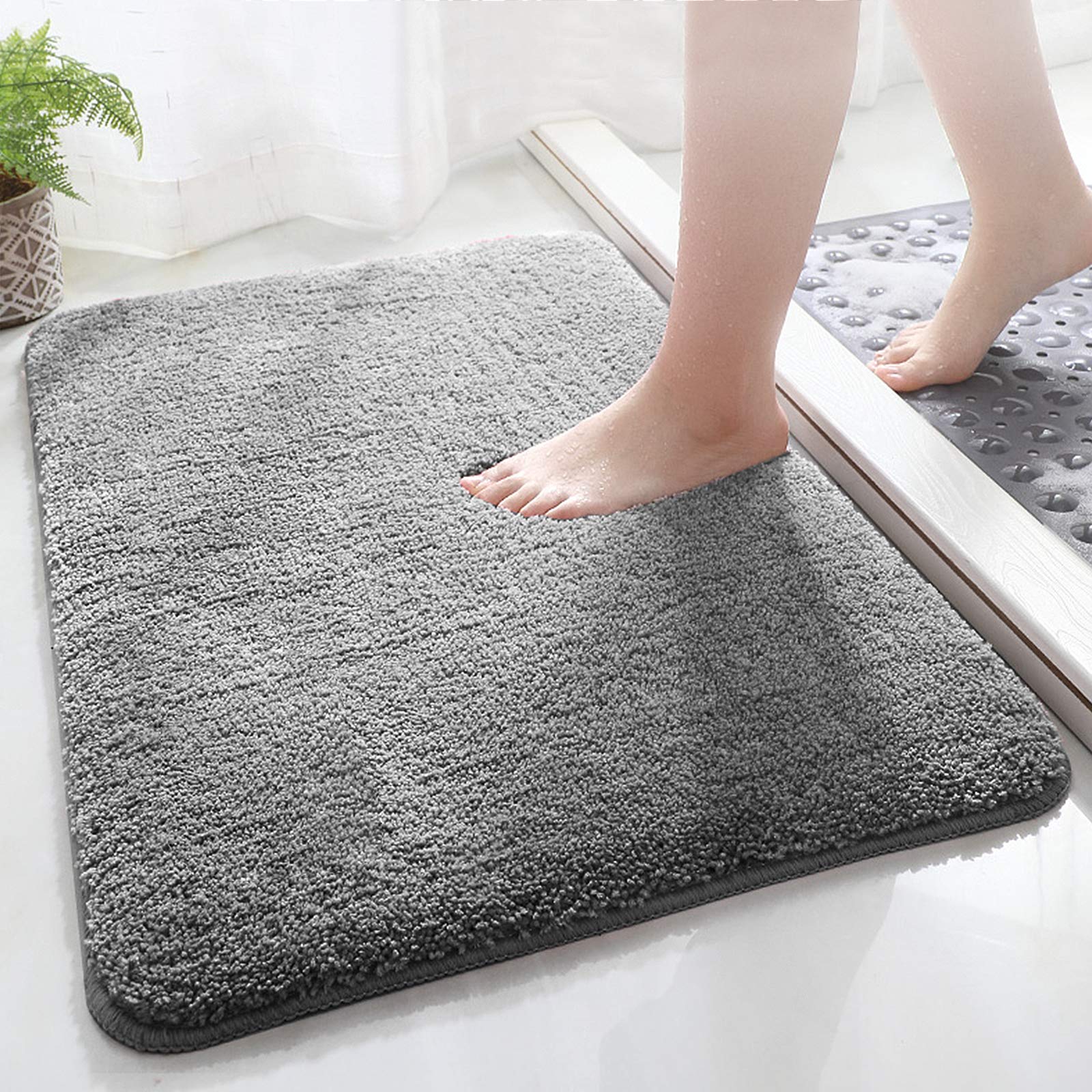 libwys-badematte-badteppich-grau-2er-set-flauschig-rutschfest-waschbar image 2