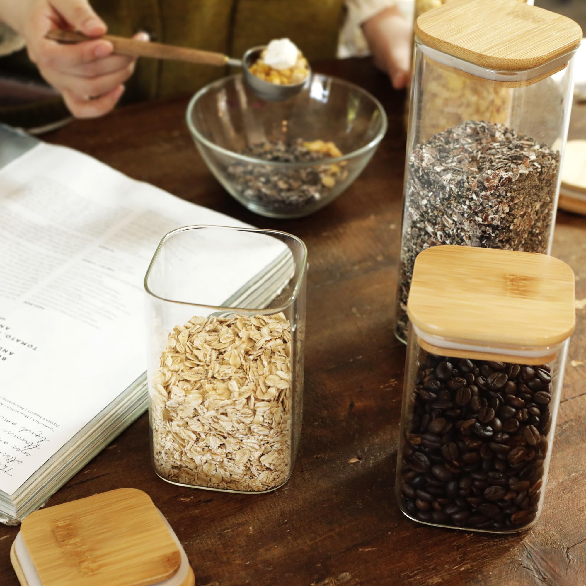 libwys-storage-jars-vorratsgl-ser-glas-8er-set-1000ml-600ml-eckig image 2