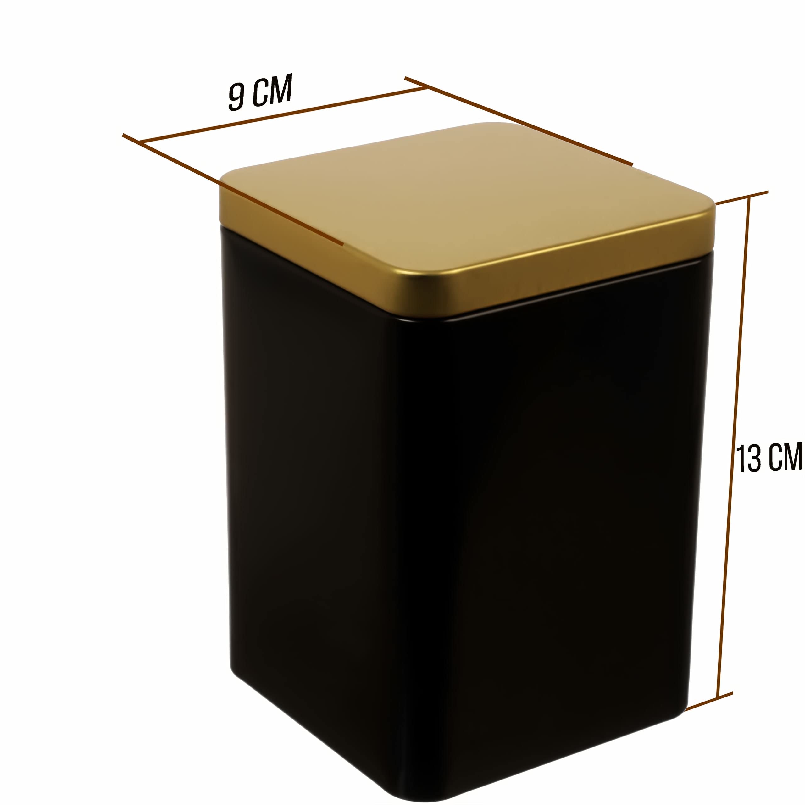 dosenritter-eckige-dosen-teedose-schwarz-gold-6er-set-240g-aromadicht image 2