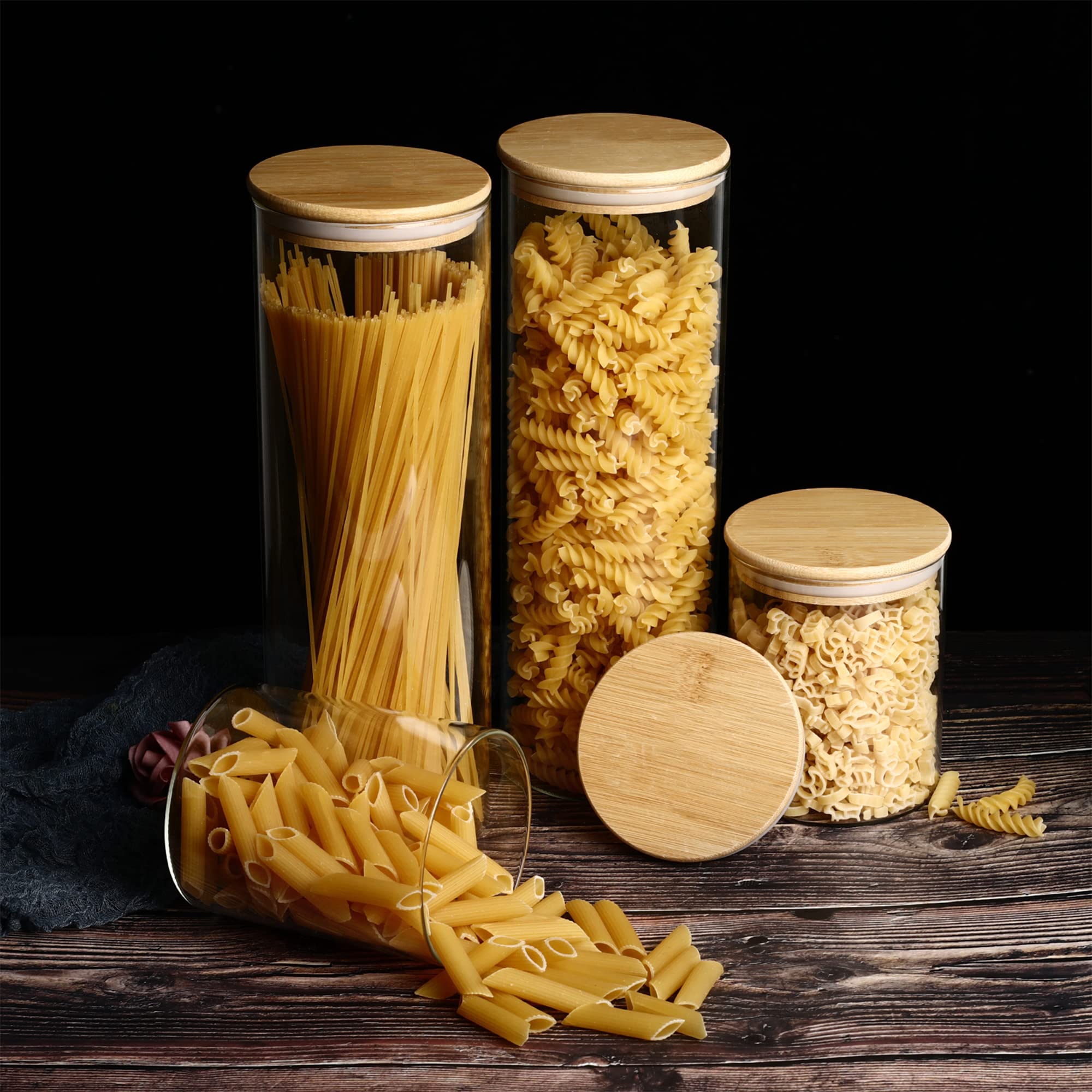 libwys-vorratsgl-ser-4er-set-800ml-2000ml-spaghetti-glas-deckel image 2