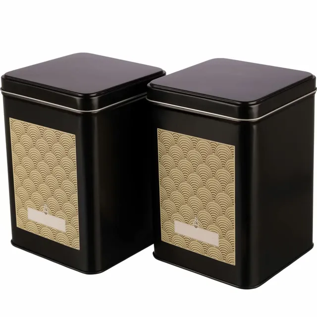 dosenritter-eckige-dosen-teedose-schwarz-2er-set-400g-stapelbar image 1