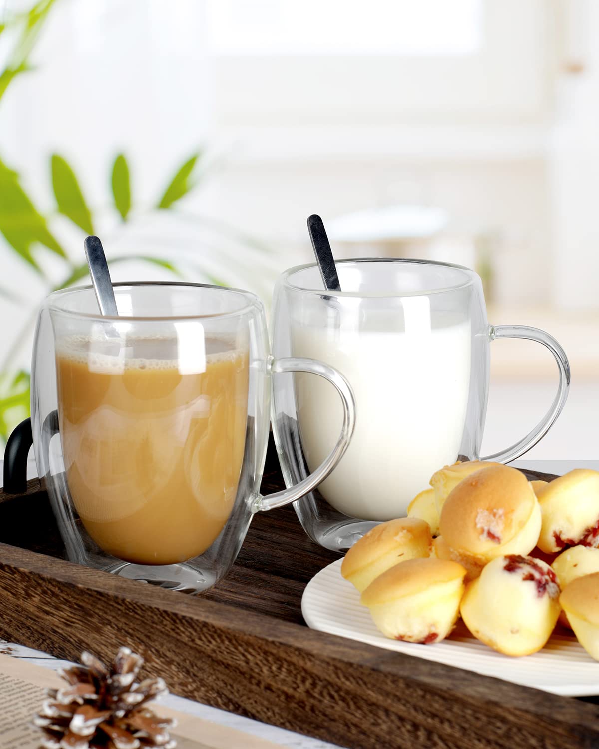 libwys-kaffeetassen-glas-doppelwandig-2er-set-350ml-mit-griff-l-ffel image 3