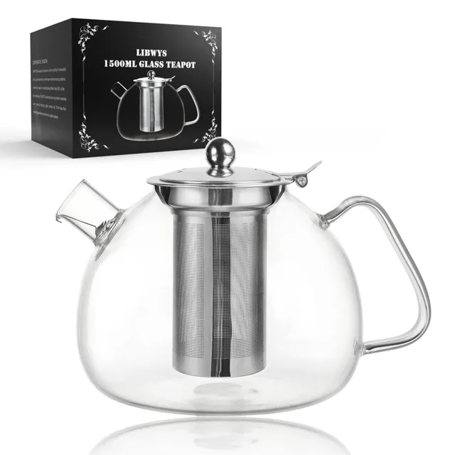 libwys-teekanne-glas-1500ml-mit-siebeinsatz-hitzebest-ndig image 1