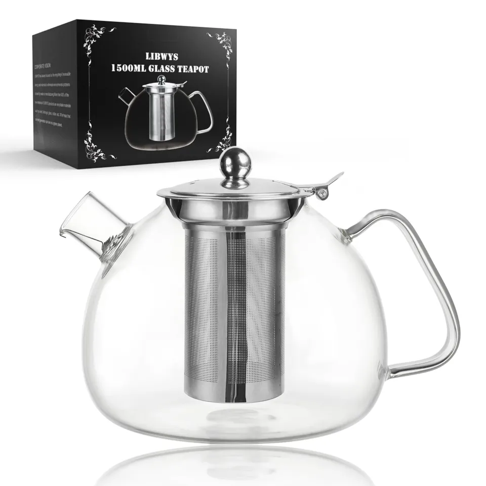 libwys-teekanne-glas-1500ml-mit-siebeinsatz-hitzebest-ndig image 1