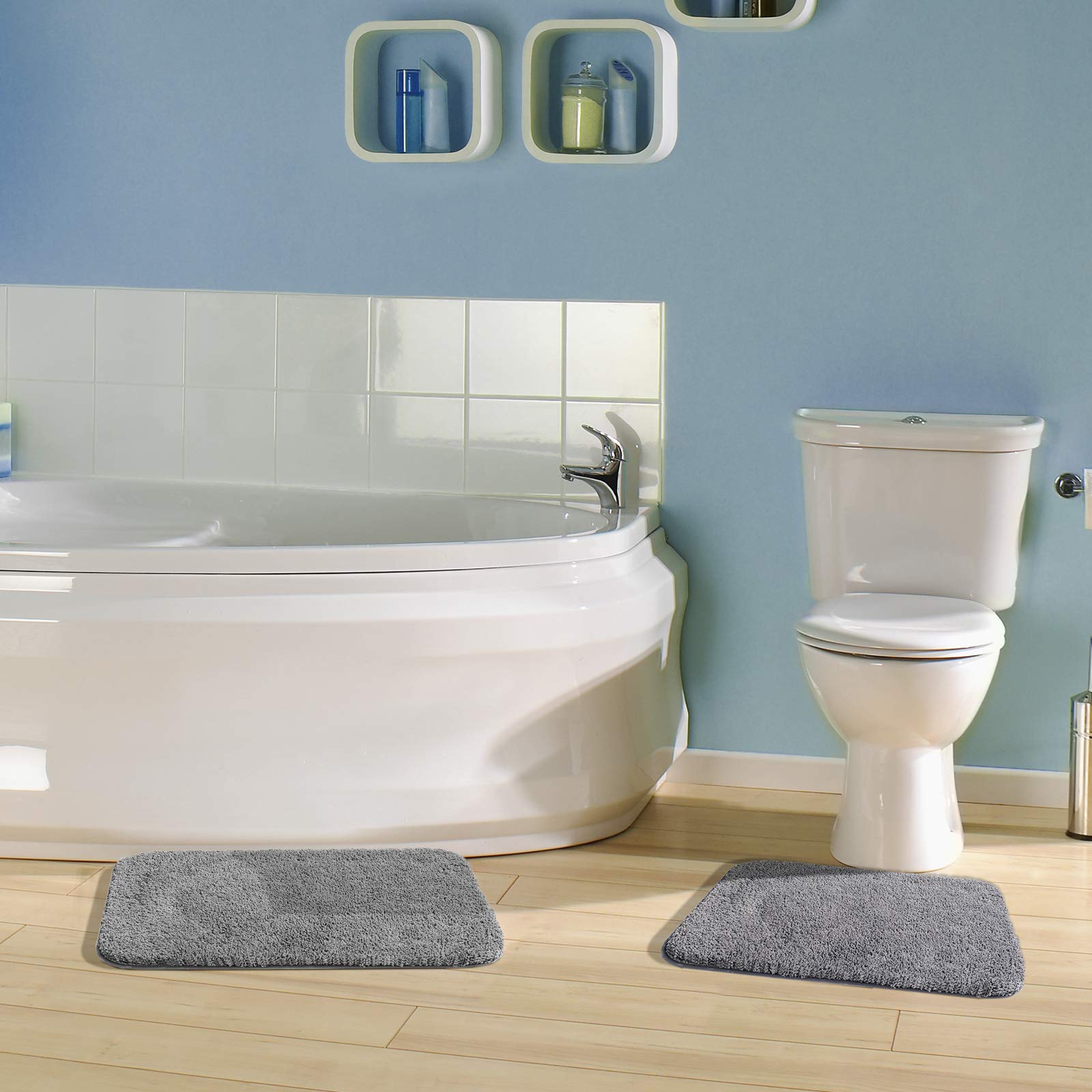 libwys-badematte-badteppich-grau-2er-set-flauschig-rutschfest-waschbar image 7