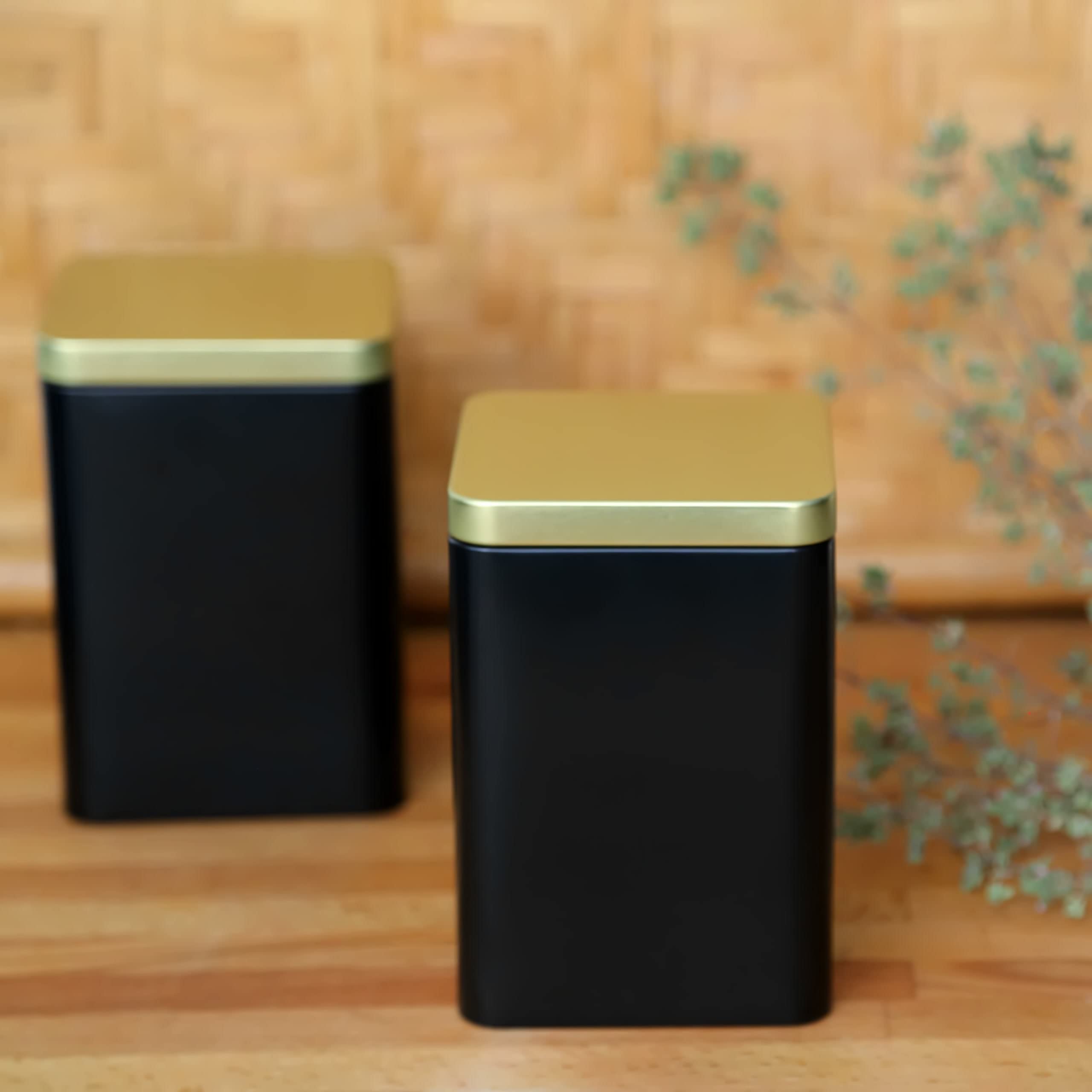 dosenritter-eckige-dosen-teedose-schwarz-gold-6er-set-240g-aromadicht image 6
