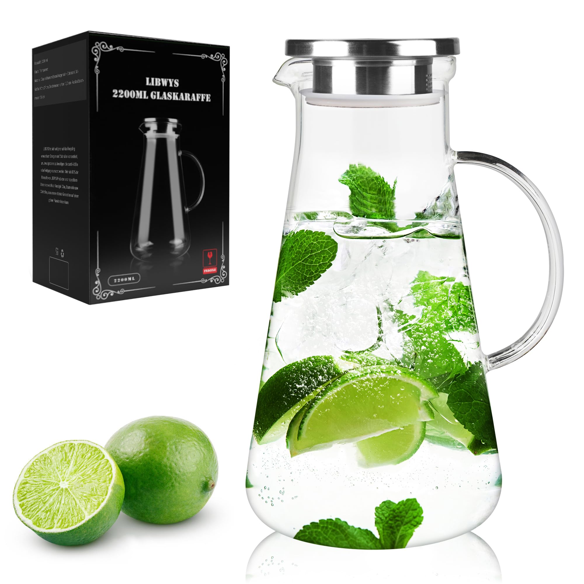 libwys-glaskaraffe-2200ml-mit-deckel-borosilikat-wasserkrug image 1