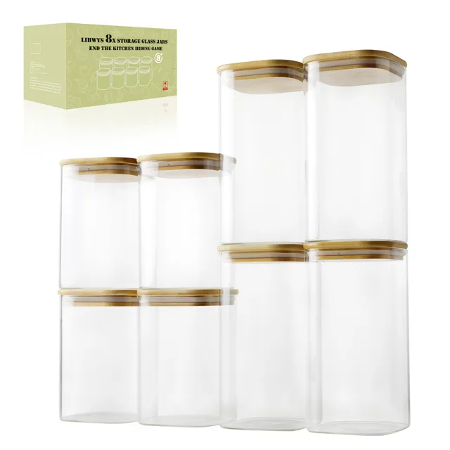 libwys-storage-jars-vorratsglas-eckig-1150-1580-ml-8er-set image 1