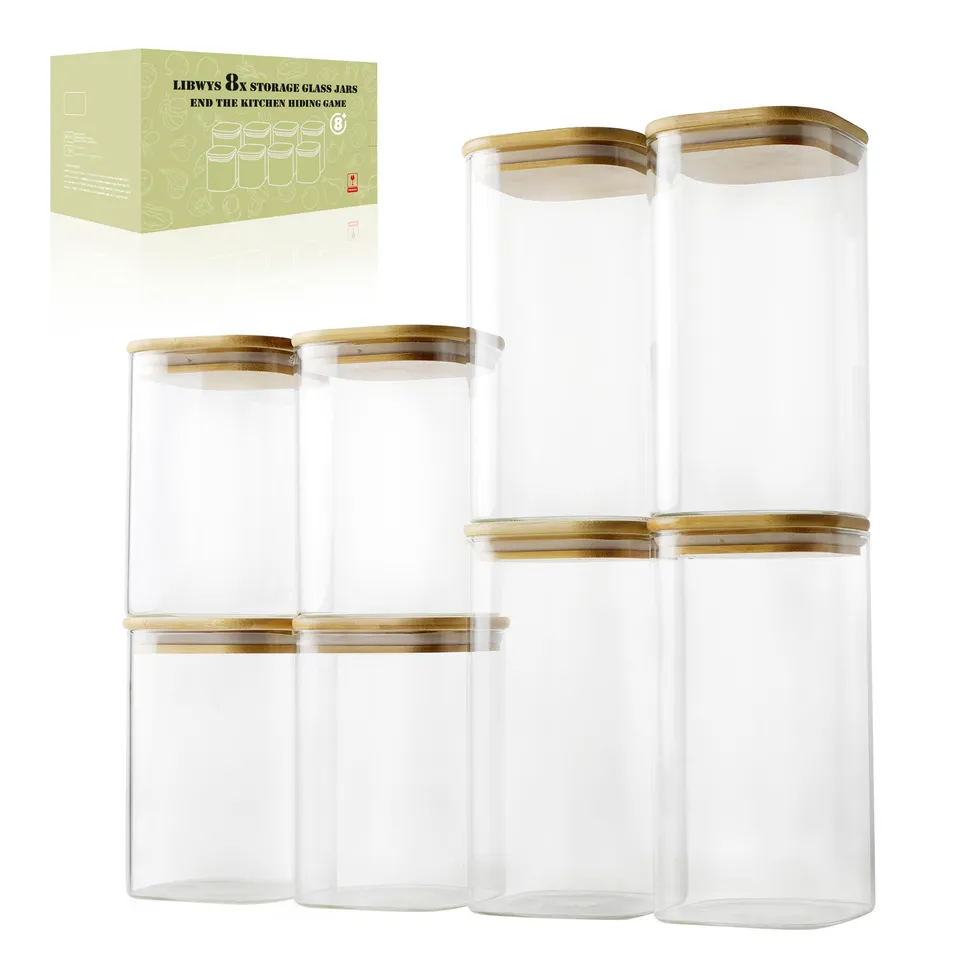 libwys-storage-jars-vorratsglas-eckig-1150-1580-ml-8er-set image 1