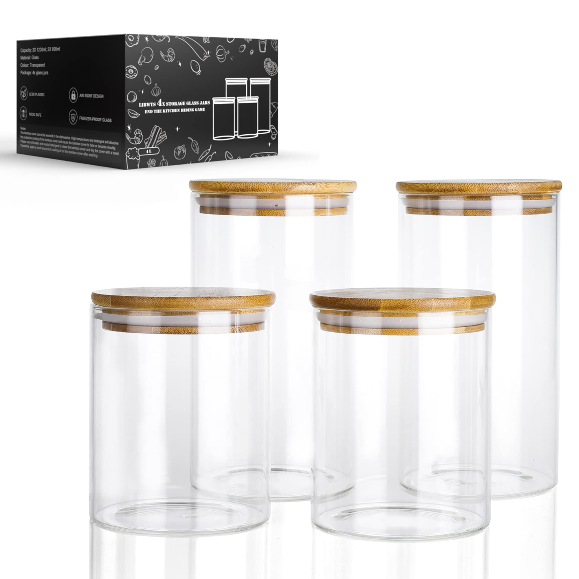 libwys-vorratsgl-ser-4er-set-glas-800ml-1200ml-mit-deckel-4l image 1