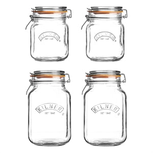 kilner-clip-top-b-gelglas-eckig-4er-set-1l-1-5l-vorratsglas image 2