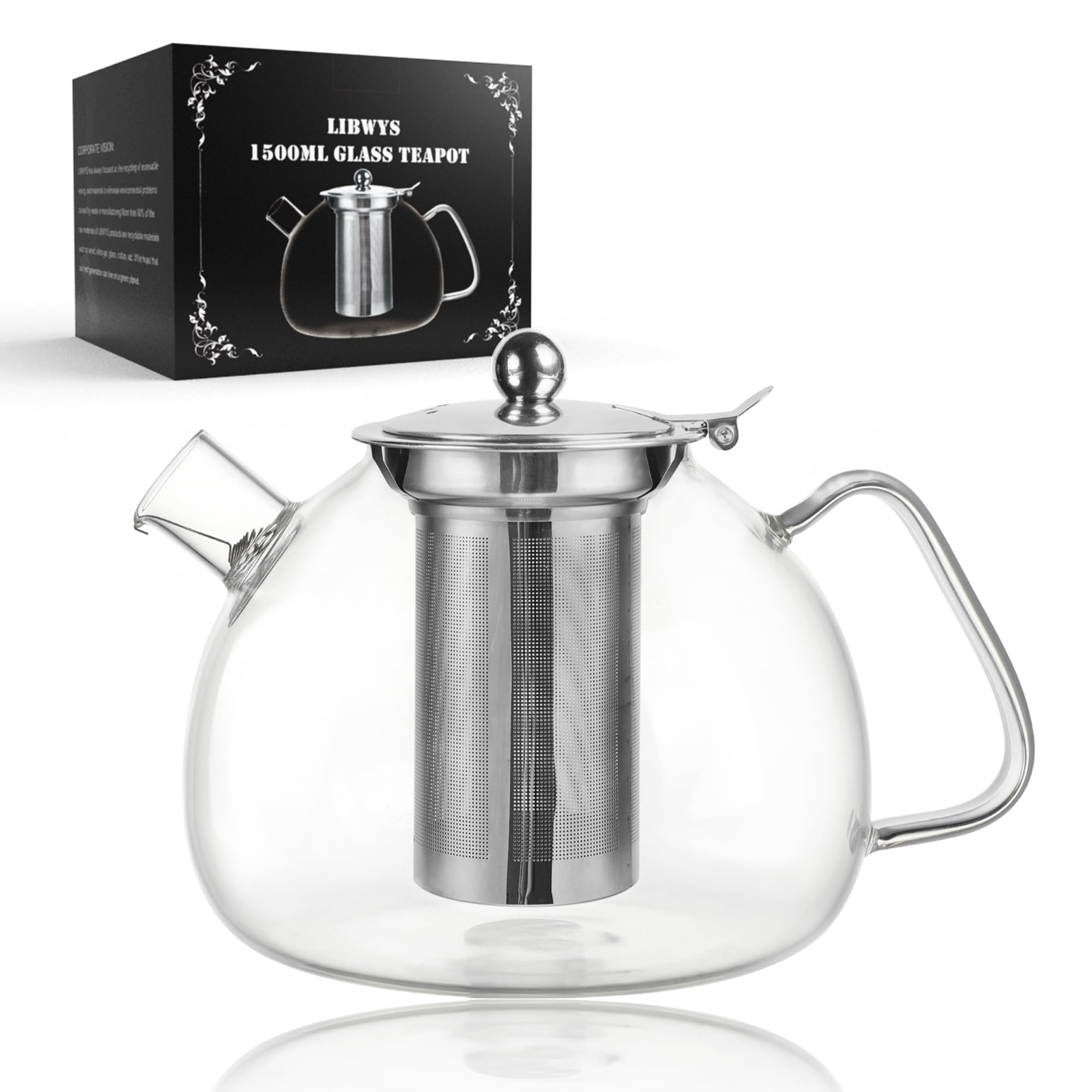 libwys-teekanne-glas-1500ml-mit-siebeinsatz-hitzebest-ndig image 1