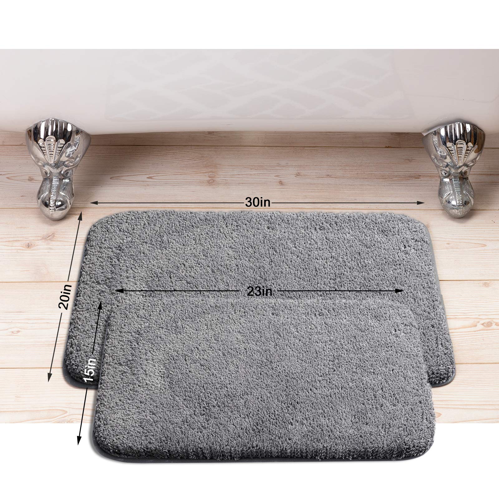 libwys-badematte-badteppich-grau-2er-set-flauschig-rutschfest-waschbar image 3