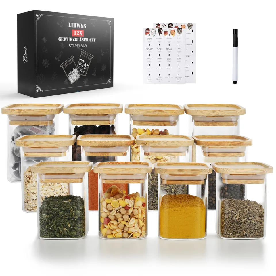 libwys-storage-jars-gew-rzgl-ser-200ml-12er-set-eckig-bambus image 1