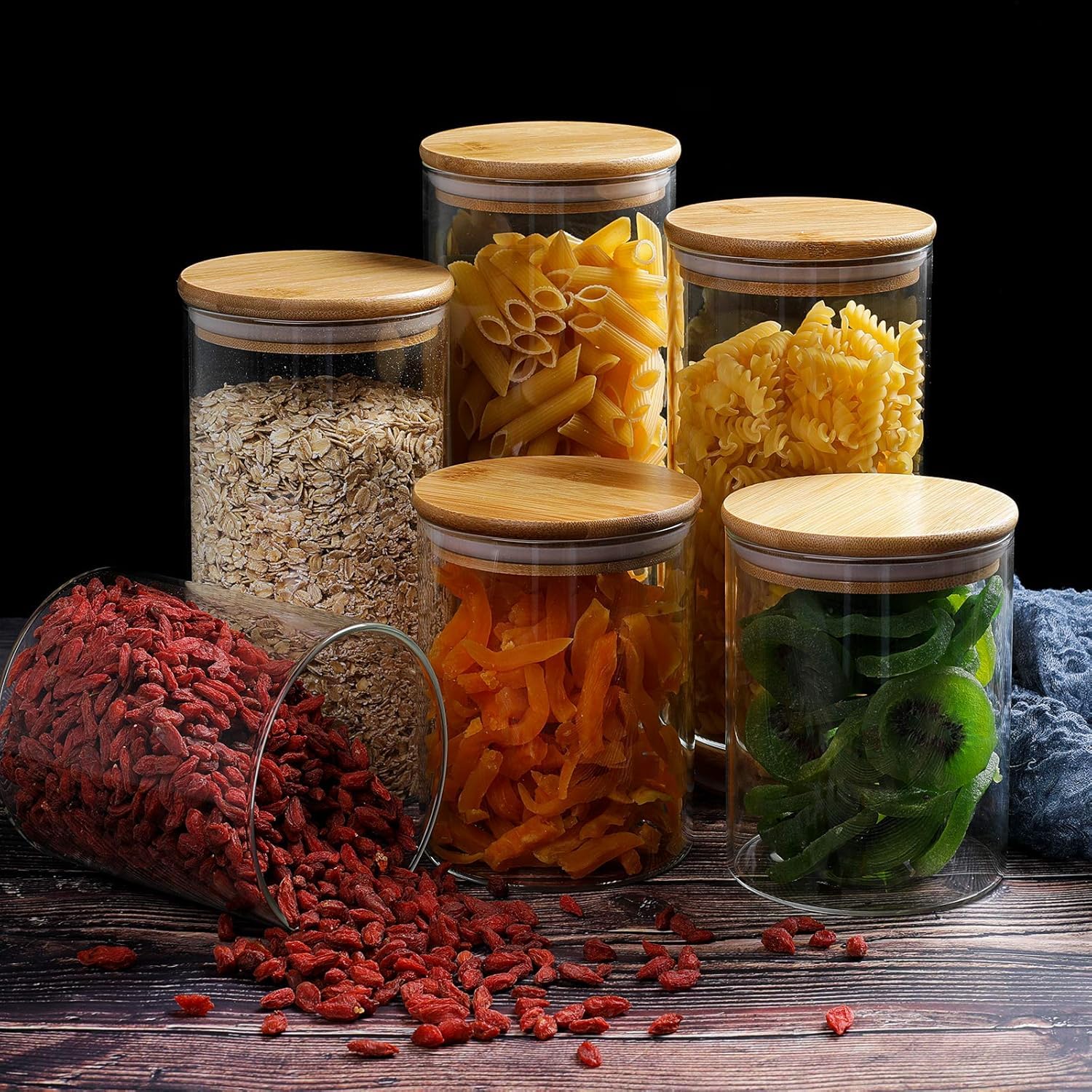 libwys-storage-jars-vorratsgl-ser-eckig-bambusdeckel-6er-set image 7