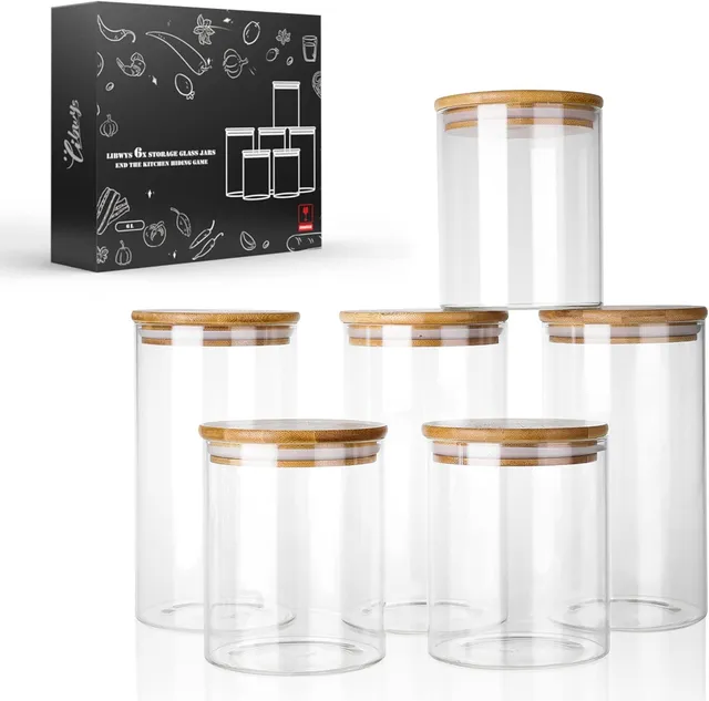 libwys-storage-jars-vorratsgl-ser-eckig-bambusdeckel-6er-set image 1