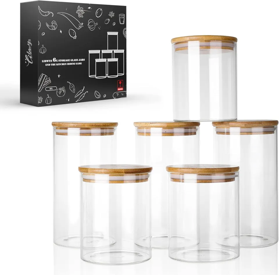libwys-storage-jars-vorratsgl-ser-eckig-bambusdeckel-6er-set image 1