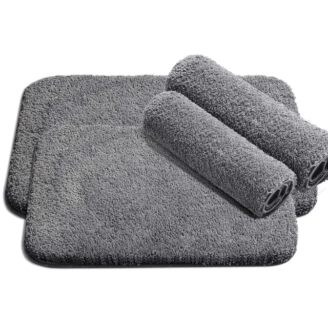 libwys-badematte-badteppich-grau-2er-set-flauschig-rutschfest-waschbar image 1